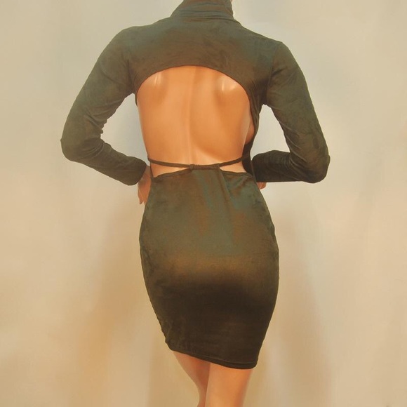 NEW! Army Green Suede Dress - Picture 3 of 4